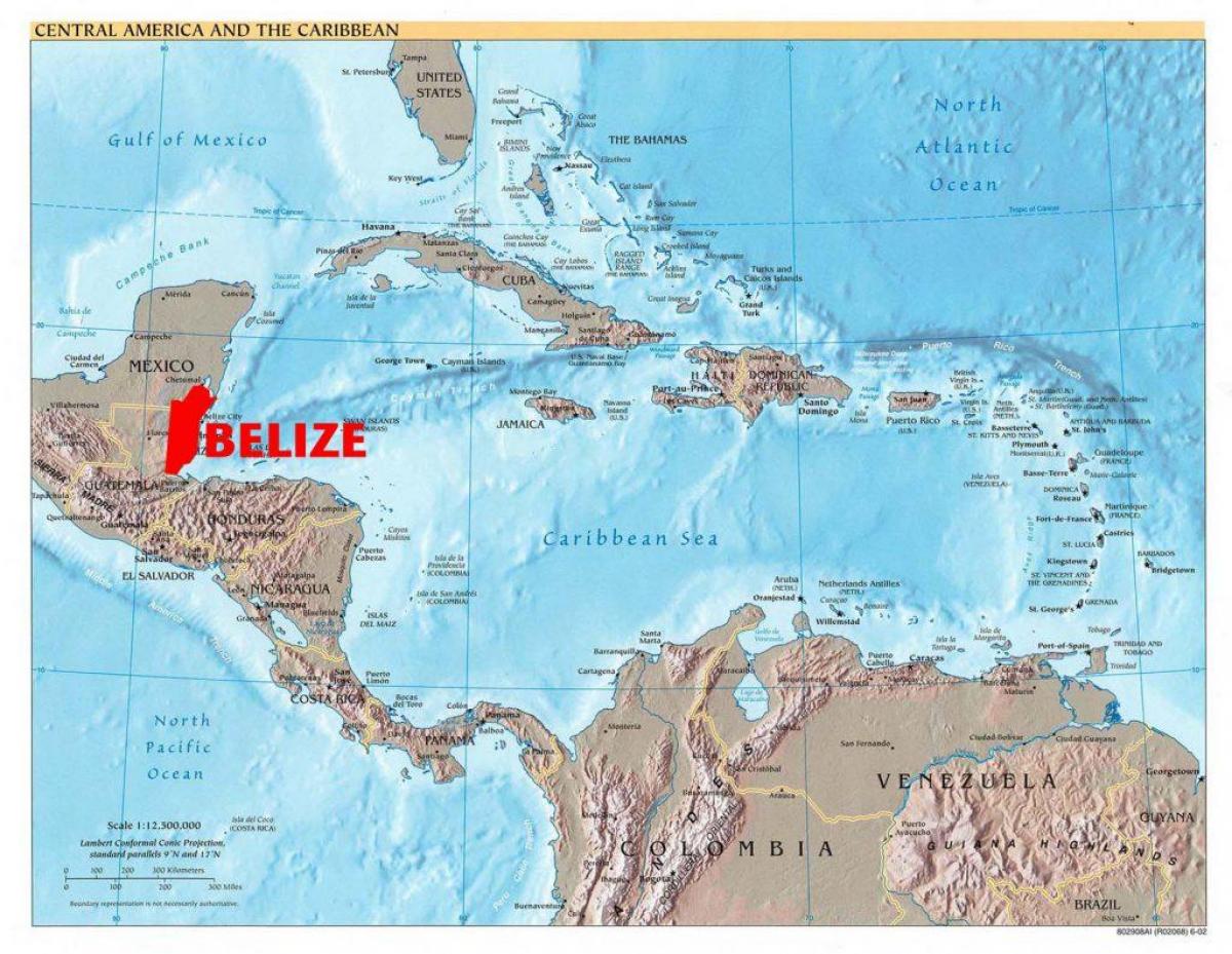 Карта Белиз Центральной Америки
