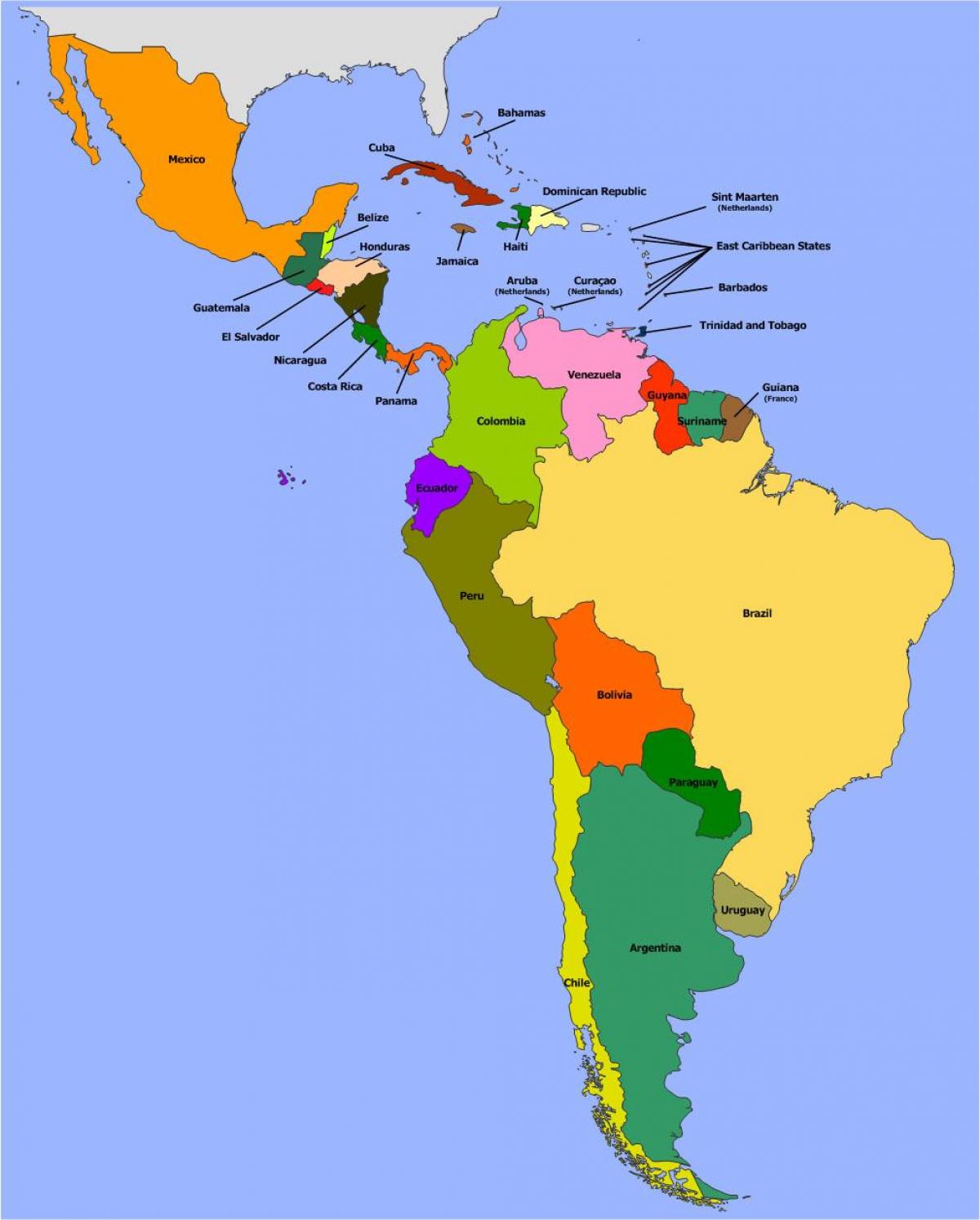 Политическая карта южной америки страна столица. Политическая карта Латинской Америки со странами. Латинская Америка политическая карта на русском. Карта Южной и Латинской Америки. Политическая карта литанкий Америки.