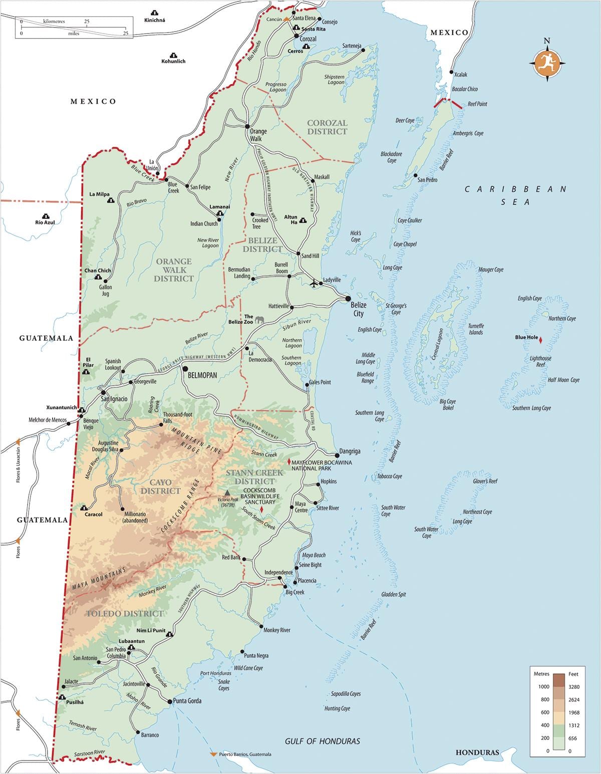 Карта сельский туризм ofBelize 