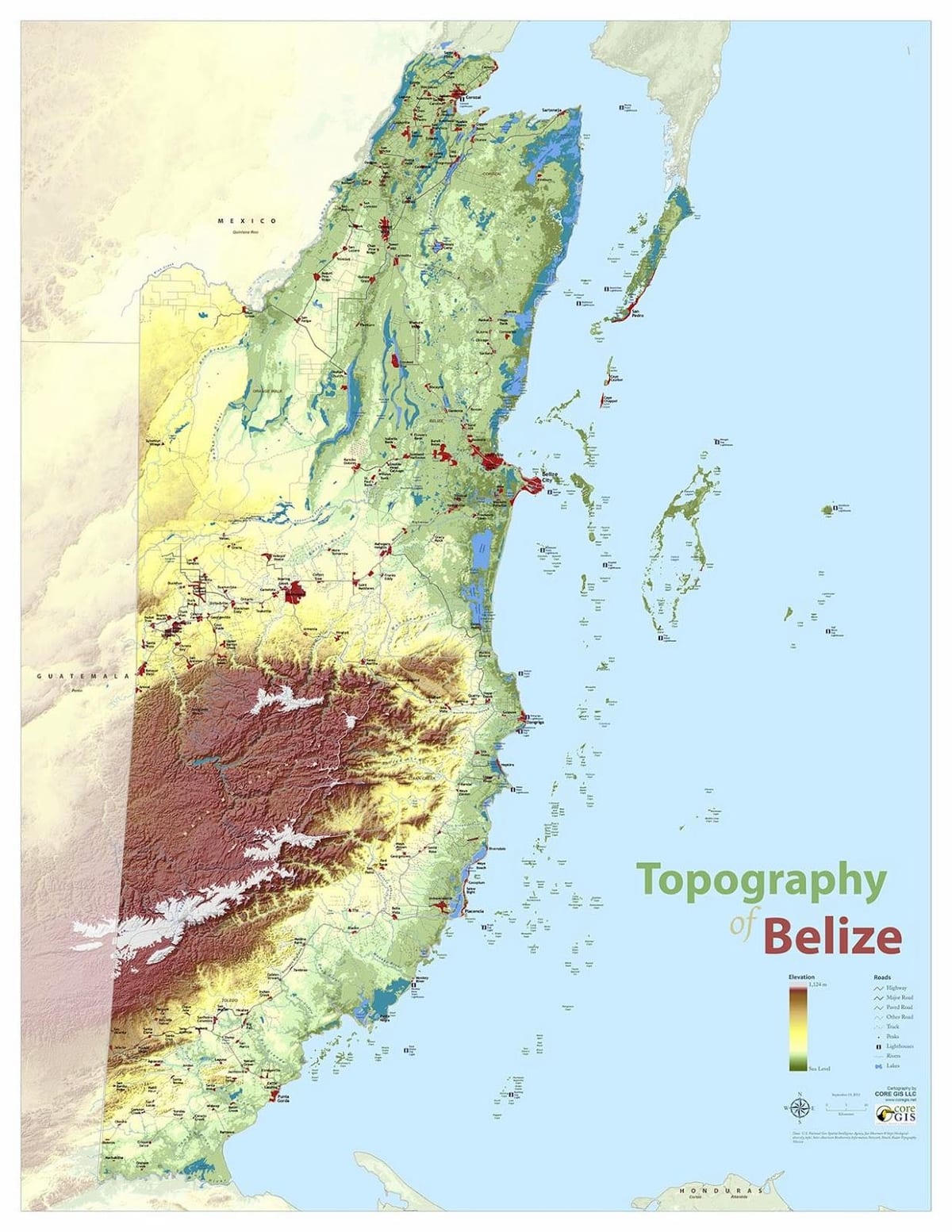 Карта топографическая Белиз