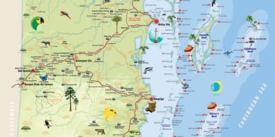 Карта Белиз достопримечательности